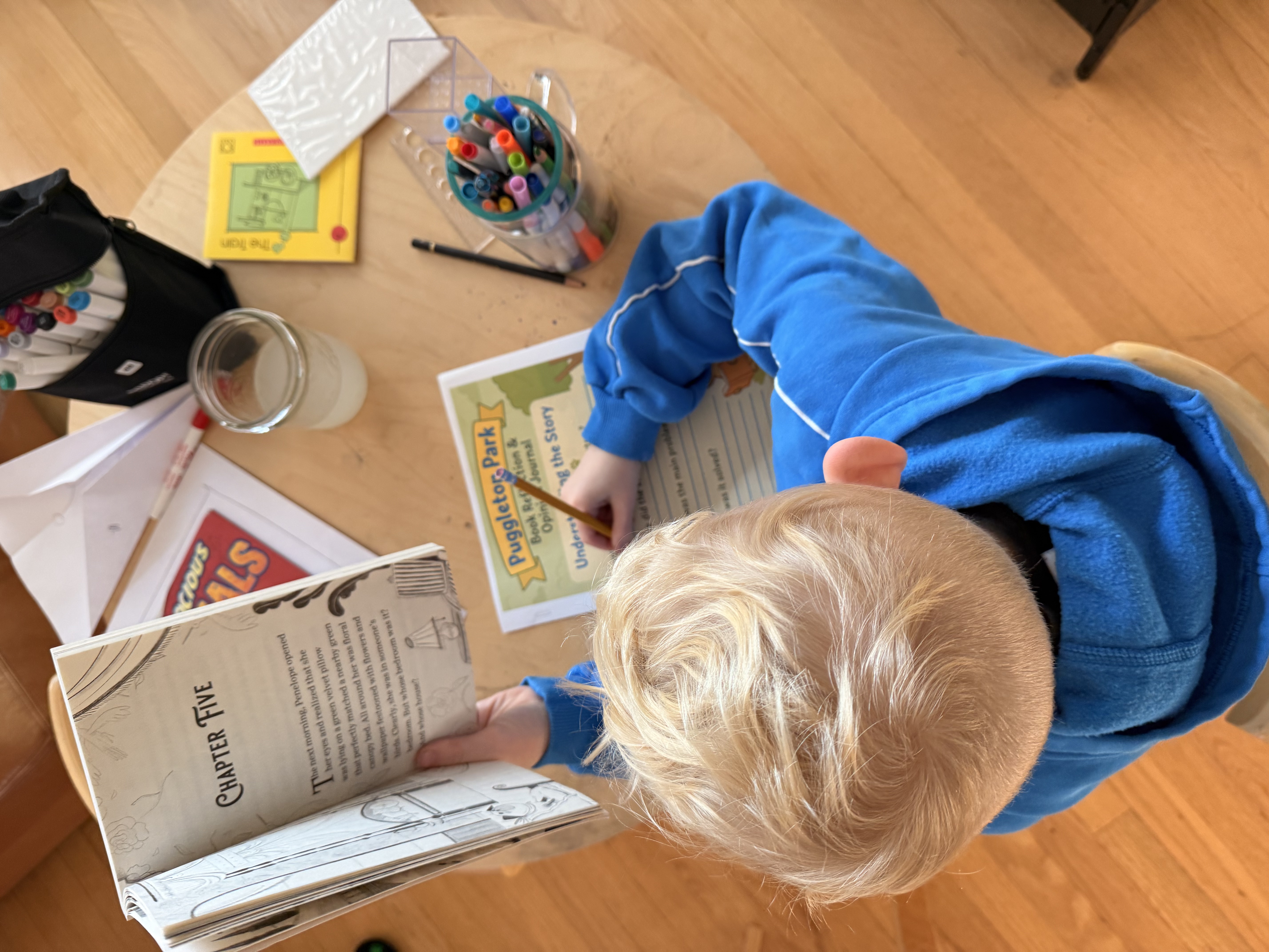 A child learning at home