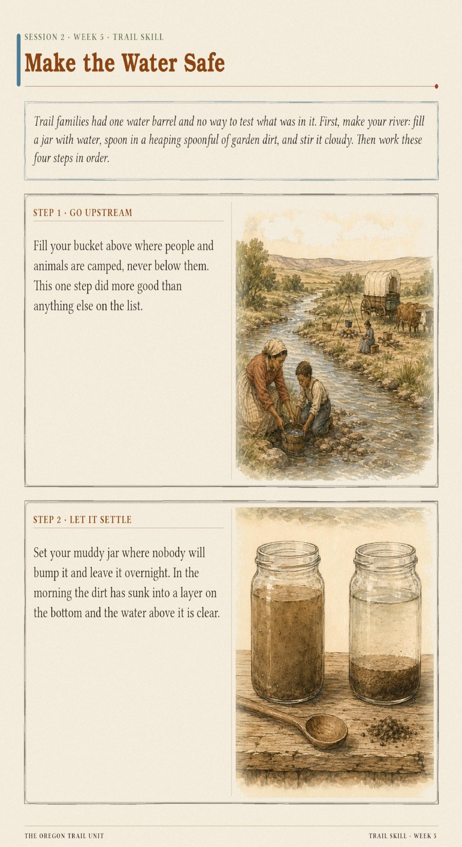 Make the Water Safe hands-on Oregon Trail trail-skill page