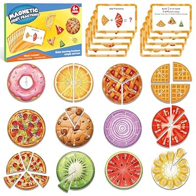 Magnetic fraction tiles & circles, Aizweb · Bars and food-shaped fraction pieces