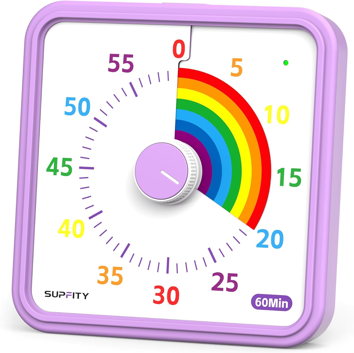 Purple Supfity 8-inch visual timer with a rainbow countdown disk