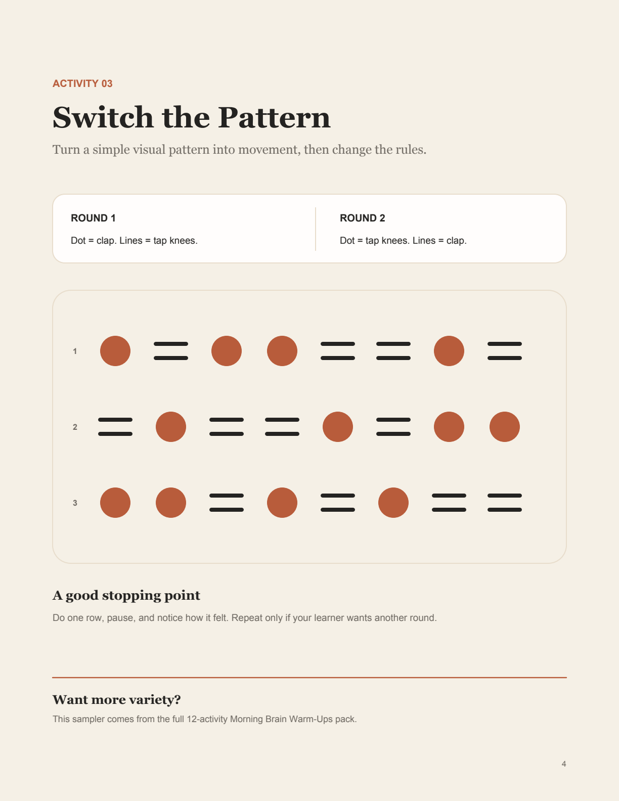 Switch the Pattern movement activity